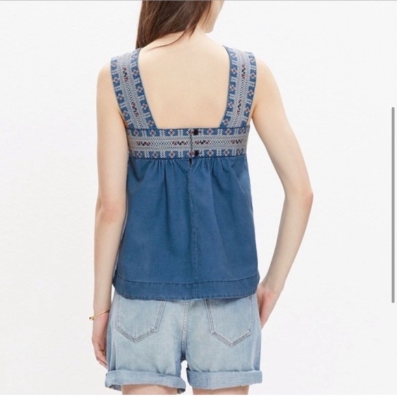 Madewell Embroidered Top Size 2 Babydoll Style - Picture 7 of 8